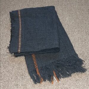Universal Thread Charcoal Scarf with Orange and Cream Details